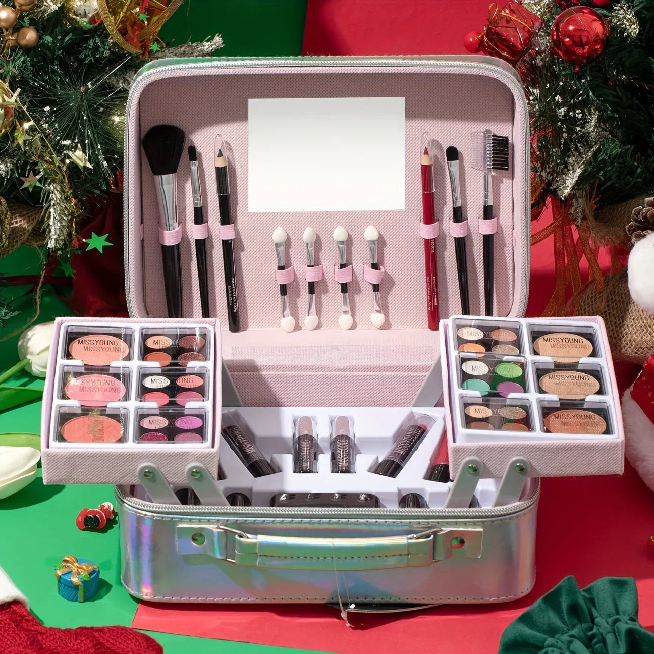 Professional Makeup Kit - All-in-One Slivery Travel Case Professional Makeup Kits Tidesmit
