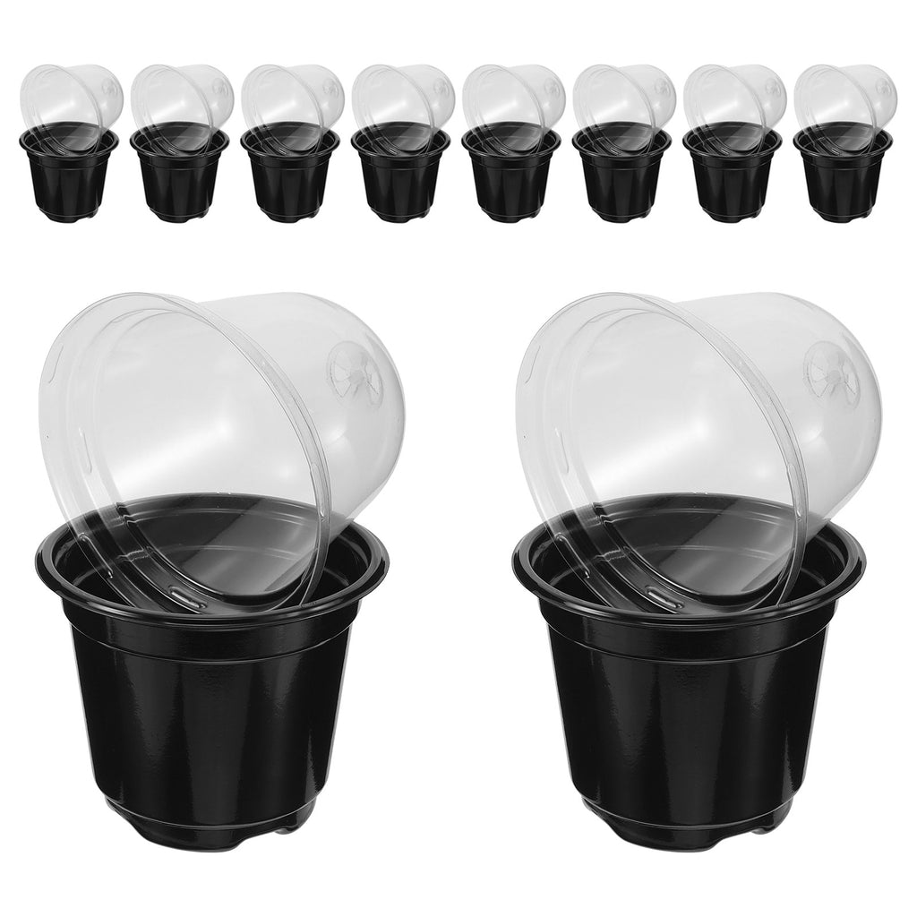 10pcs Seed Raising Cups Plastic Plant Nursery Pots With Clear Lid Germination Nursery Containers for Indoor Gardening Greenhouse
