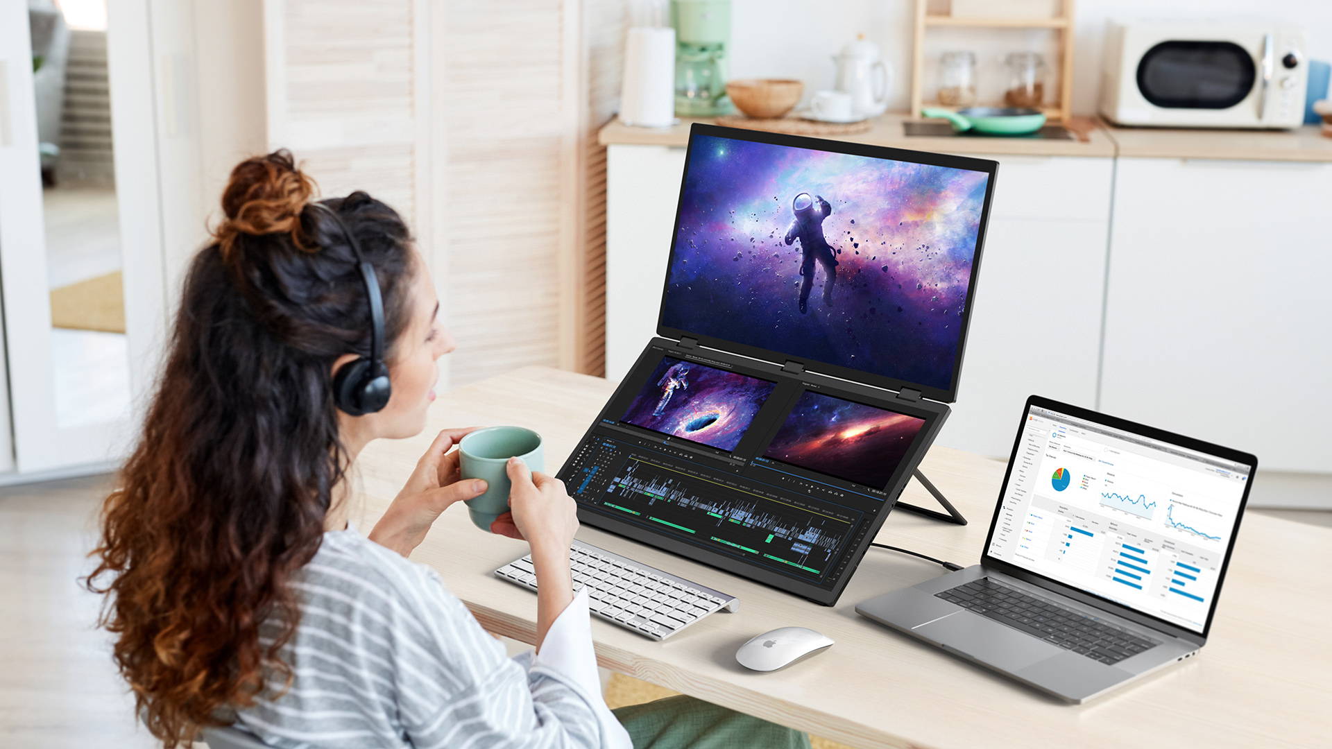UPERFECT Delta Max Touch 18.5" 100Hz Stacked Monitor Laptop Touchscreen Folding Dual Mobile Computer Display W/ USB C Mini HDMI