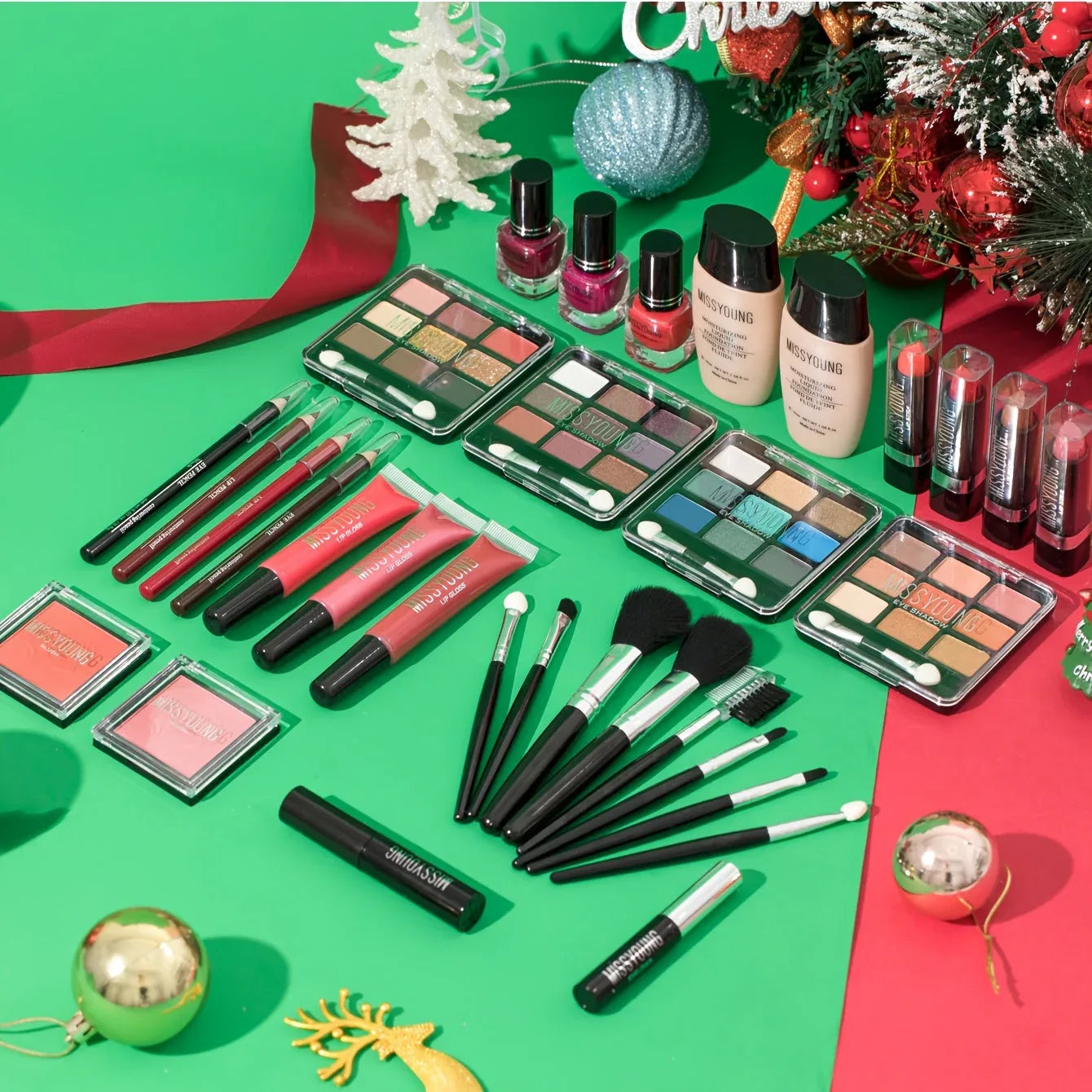 Professional Makeup Kit: 10-Piece Long-Lasting Beauty Set - Pink & Silvery Professional Makeup Kits Tidesmit