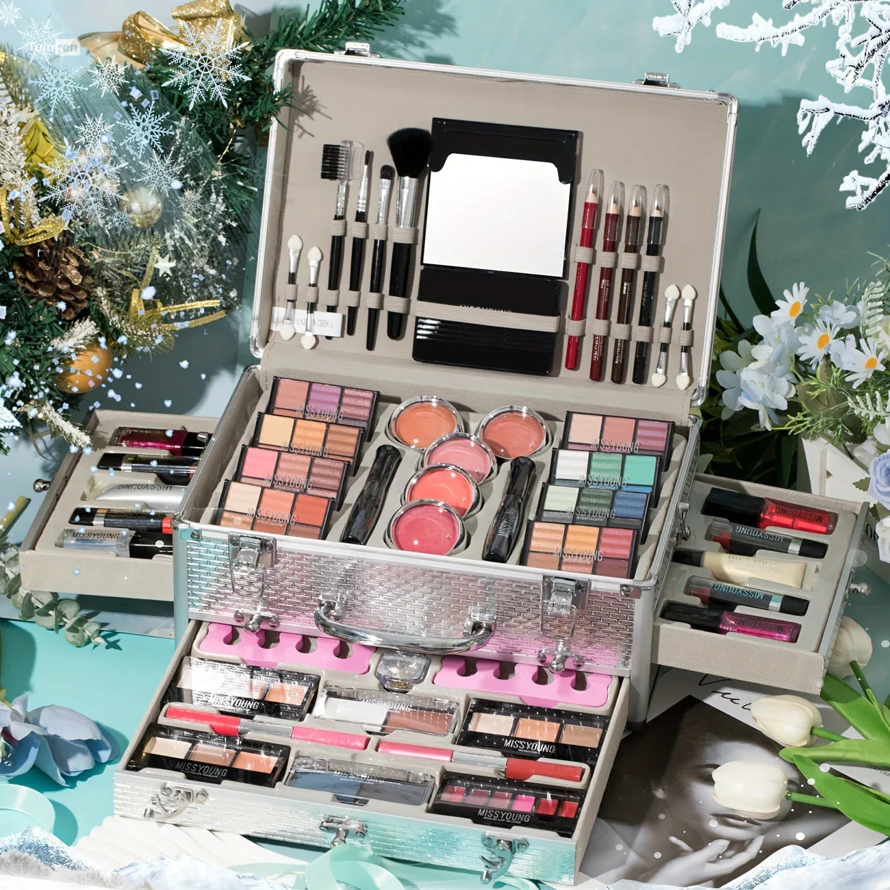 Professional Makeup Kit 106-Piece Set - Salon-Quality Beauty Collection Professional Makeup Kits Silvery Tidesmit