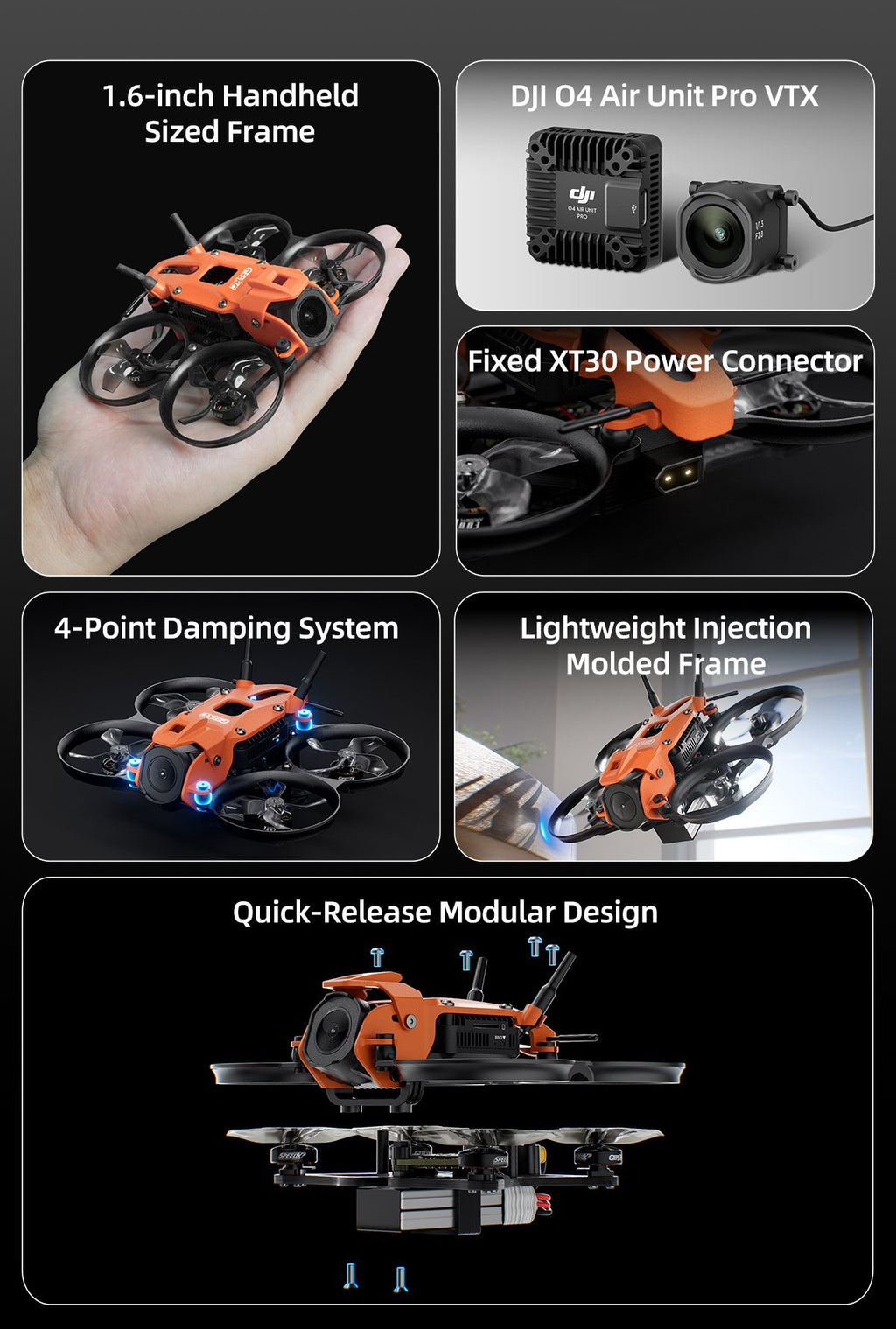 DarkStar16 1.6-Inch FPV Racing Quadcopter with High-KV Motors Tidesmit