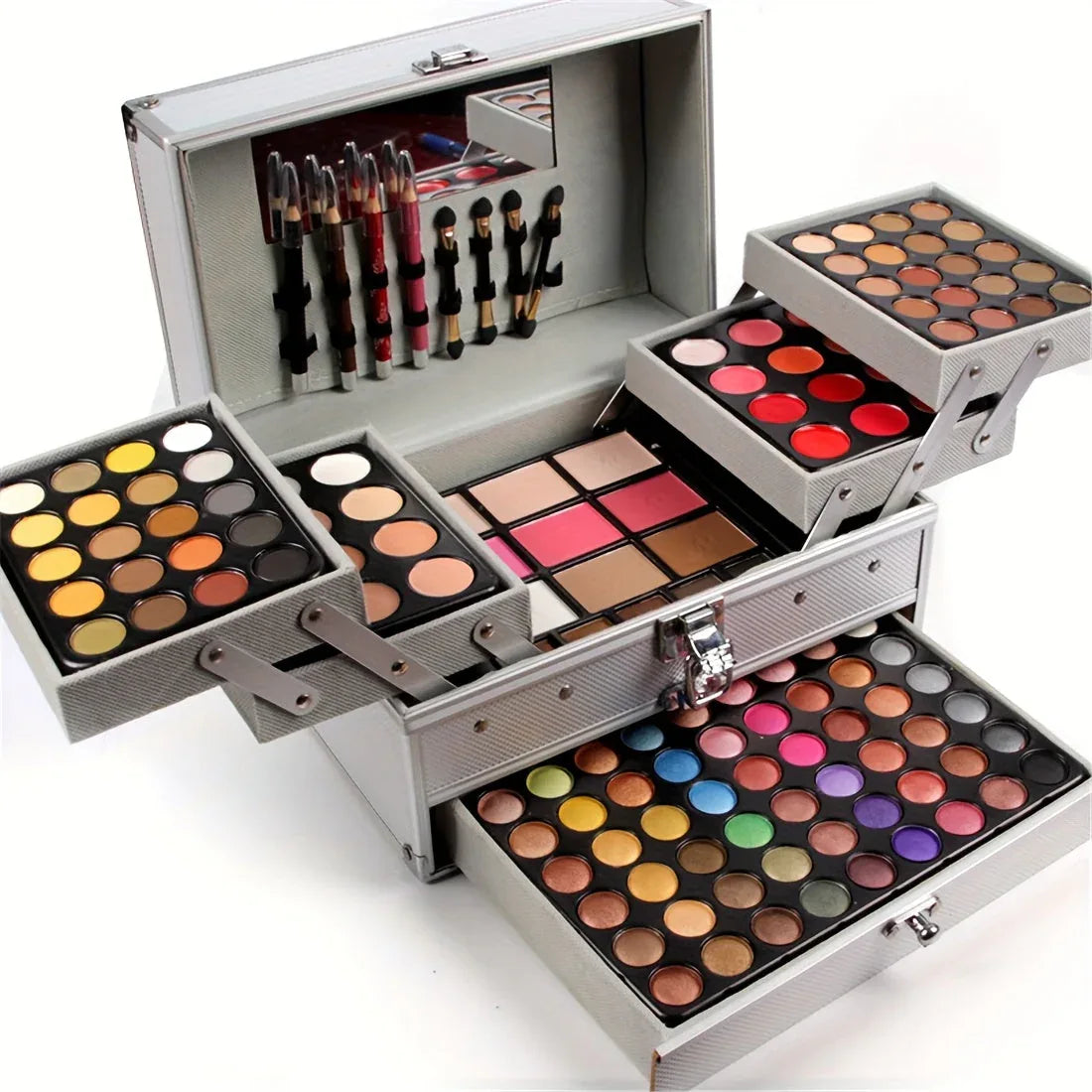 Professional Makeup Kit - Complete Cosmetic Set with Brushes and Tools Professional Makeup Kits Silvery Tidesmit