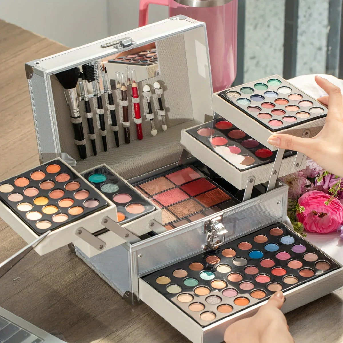 Professional Makeup Kit: Salon-Quality Full Face Beauty Set by Tidesmit Professional Makeup Kits Silvery Tidesmit