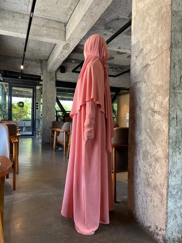 Crepe Khimar Set Boat Neck Two-Piece Abaya Hijab Muslim Maxi Dress hijab headsarf