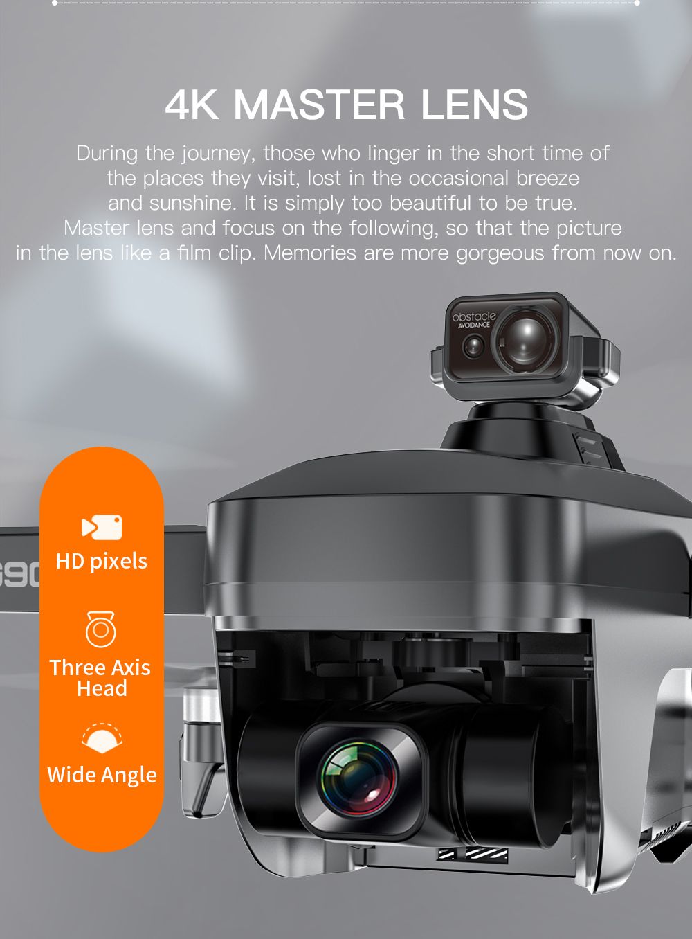 4K GPS Drone with Obstacle Avoidance | Foldable 3-Axis Stabilized Quadcopter Tidesmit
