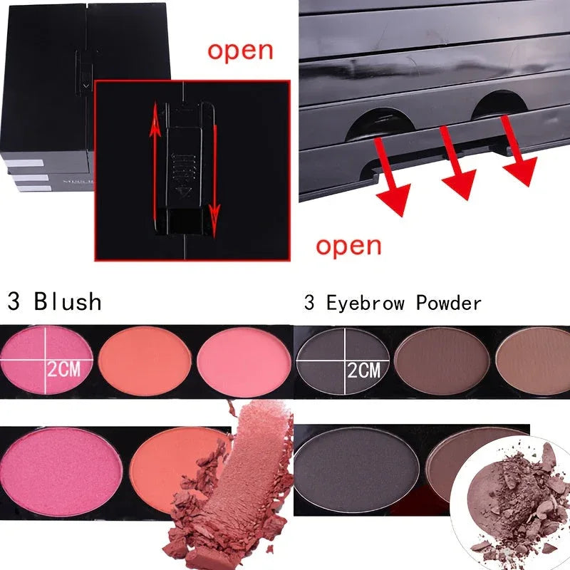 Professional Makeup Kit – 142 Color Eyeshadow and Blush Palette Professional Makeup Kits Tidesmit