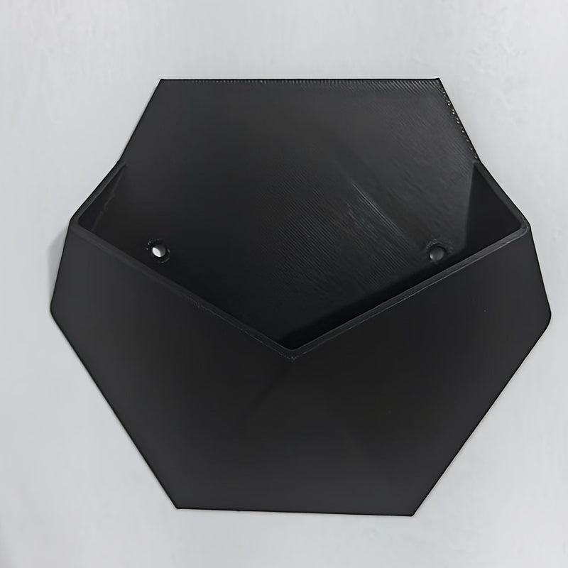 Black Hexagonal Wall Flower Pot With Mounting Holes Unique Design Home Garden Decor Wall Decoration Plant Pot Gardening Gift