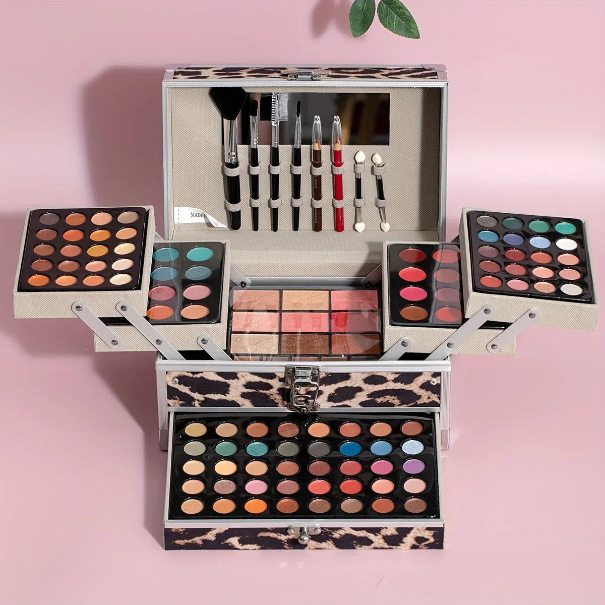 Professional Makeup Kit - Complete Cosmetic Set with Brushes and Tools Professional Makeup Kits Leopard Print Tidesmit