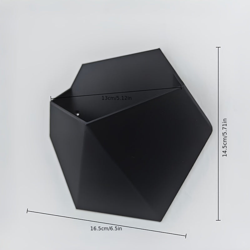 Black Hexagonal Wall Flower Pot With Mounting Holes Unique Design Home Garden Decor Wall Decoration Plant Pot Gardening Gift