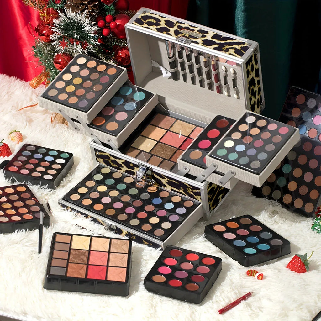 Professional Makeup Kit: 126pc Set with Portable Leopard Print Case Professional Makeup Kits Tidesmit