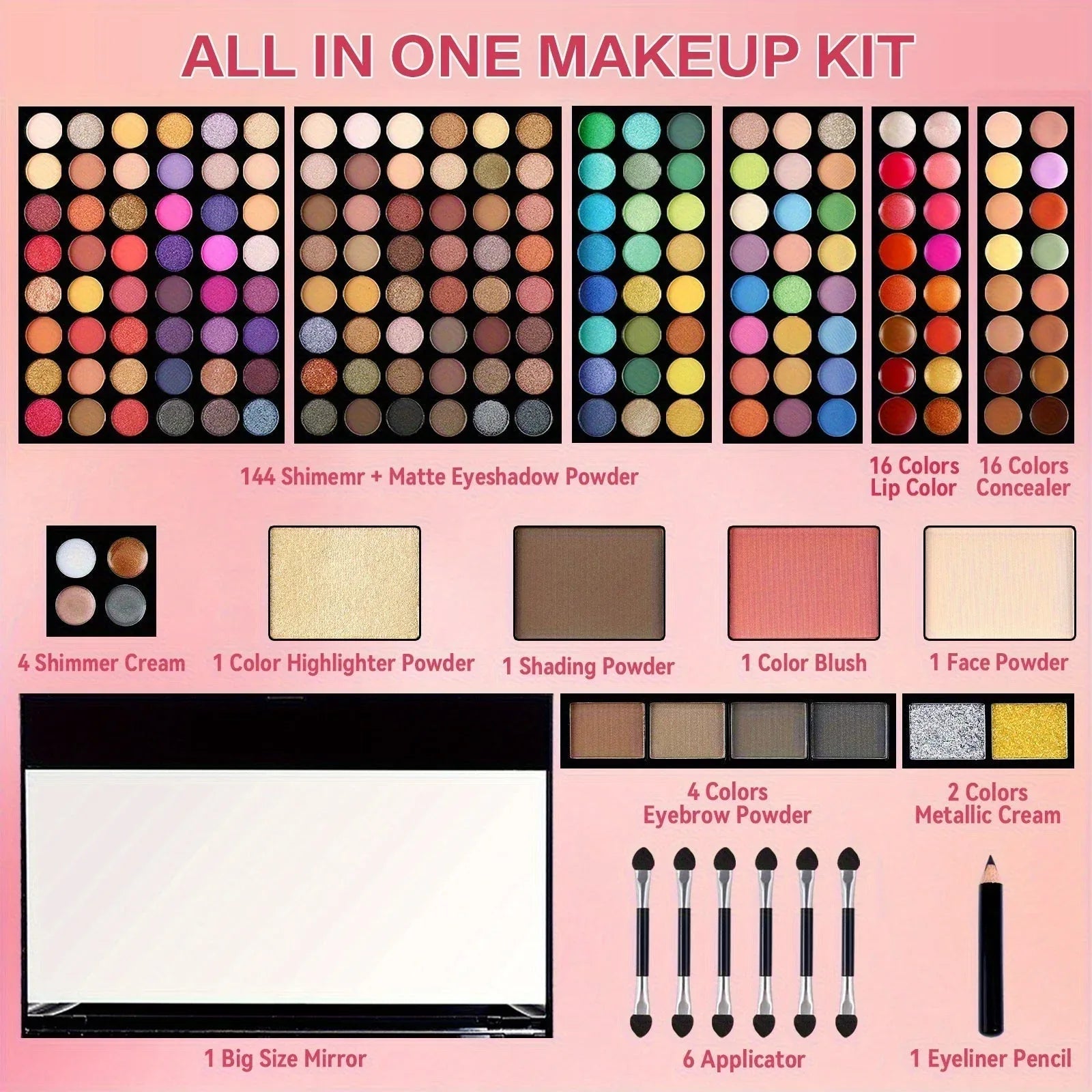 Professional Makeup Kit: 190-Color All-in-One Palette Set Professional Makeup Kits Tidesmit