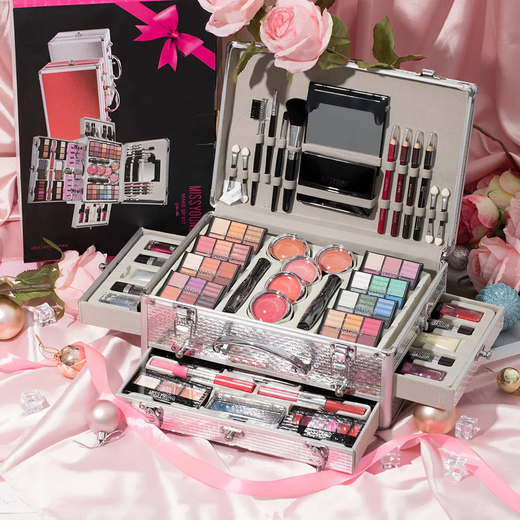 Professional Makeup Kit: Salon-Quality Red Cosmetic Set with Brushes Professional Makeup Kits Tidesmit