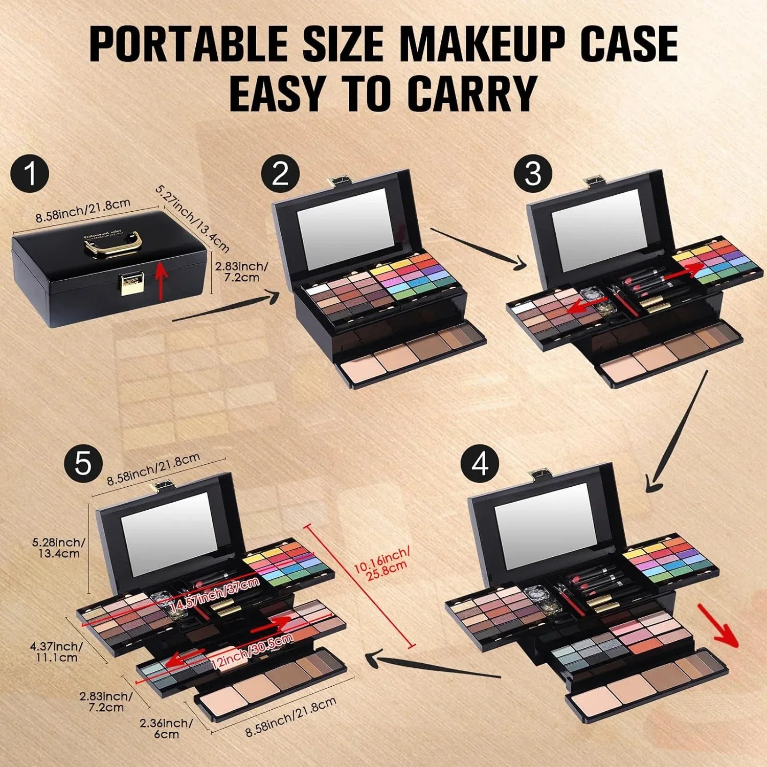 Professional Makeup Kit: 60 Colors All-in-One Set with Mirror - Tidesmit Professional Makeup Kits Tidesmit