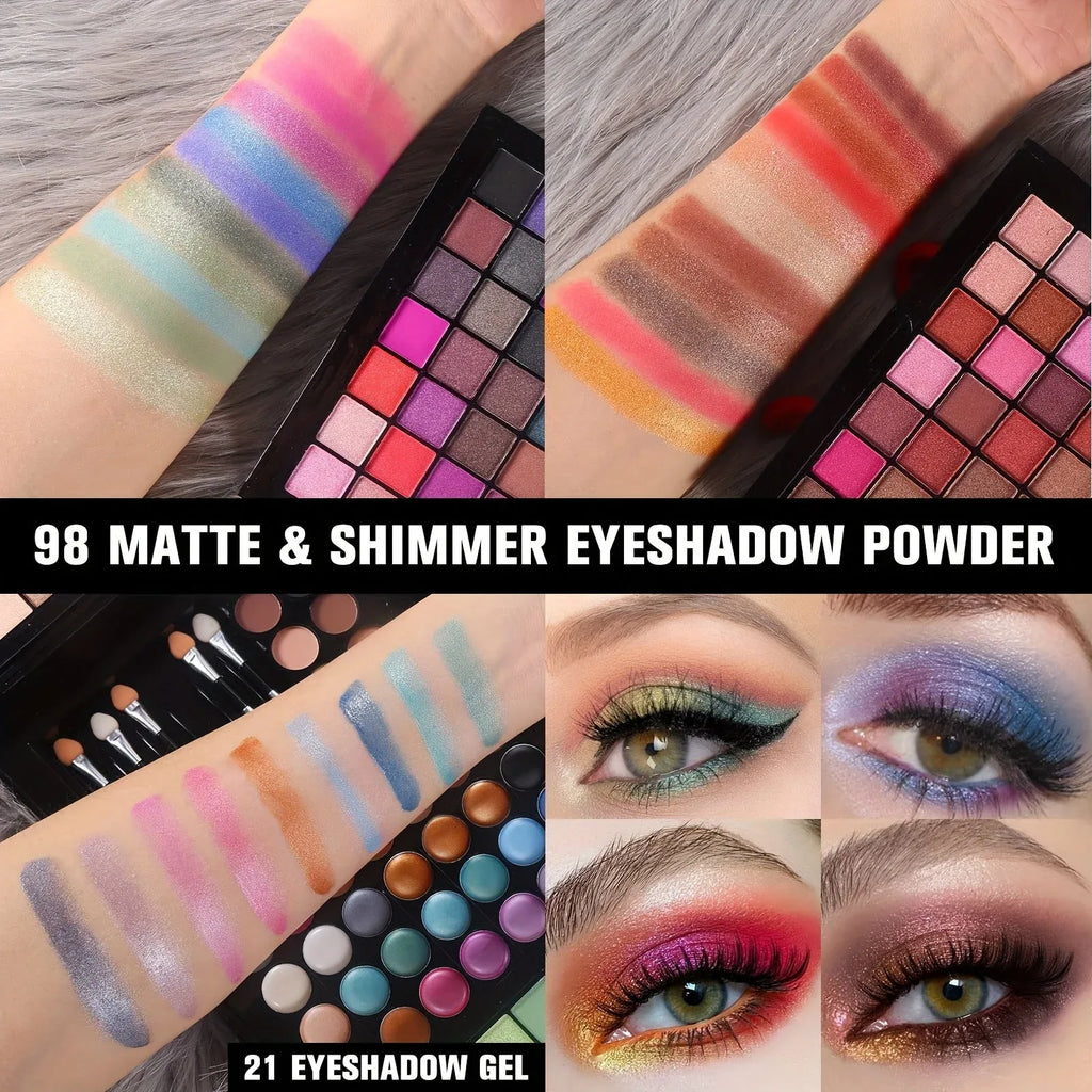 Professional Makeup Kit: 177 Color Palette with Brushes and Lipsticks Professional Makeup Kits Tidesmit