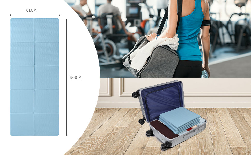 Good Nite Foldable Yoga Mat - TPE Non-Slip 183x61cm for Gym, Pilates & Travel, 0.6cm Thick