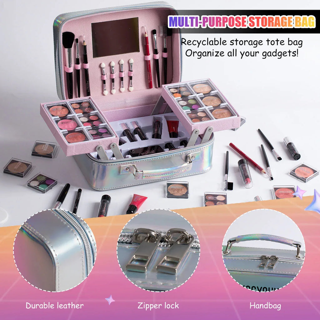 Professional Makeup Kit - All-in-One Slivery Travel Case Professional Makeup Kits Tidesmit