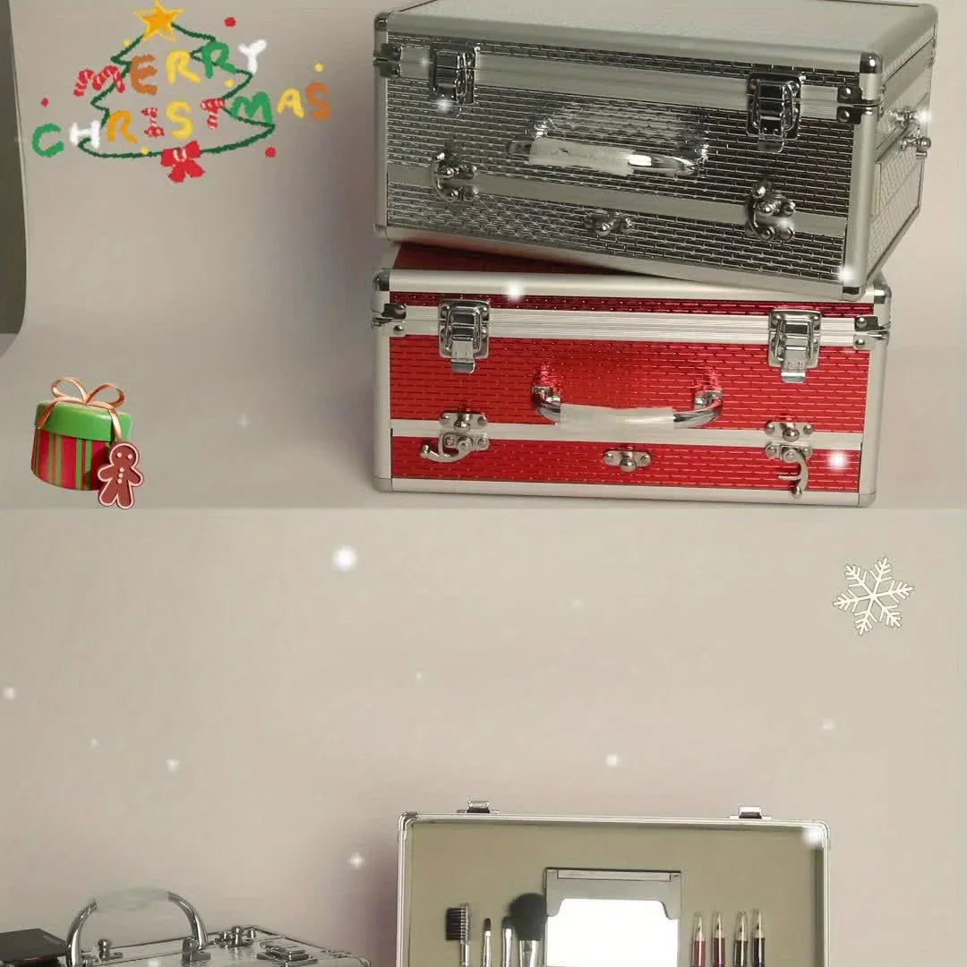 Professional Makeup Kit: Salon-Quality Red Cosmetic Set with Brushes Professional Makeup Kits Tidesmit
