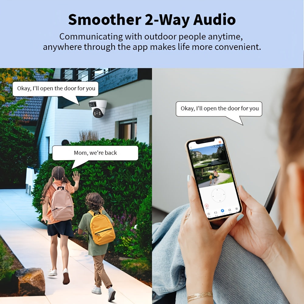 Xiaovv 4MP WiFi House Security Camera CCTV With Dual Lens Dual Screen 360 Degree PTZ AI Humanoid Detection Motion Tracking