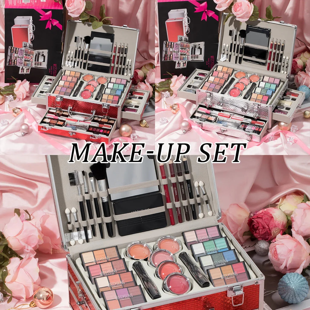Professional Makeup Kit with Brushes - Cruelty-Free Cosmetic Set (Red) Professional Makeup Kits Tidesmit
