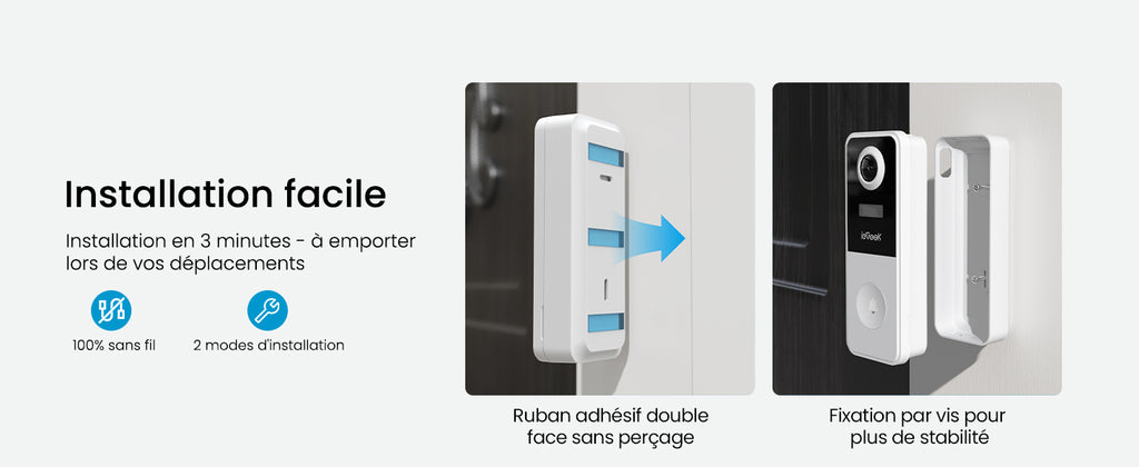 ieGeek 2K Wireless Doorbell Outdoor Waterproof Wireless Doorbell with 180° Fisheye Camera, Compatible with Alexa / AI Detection