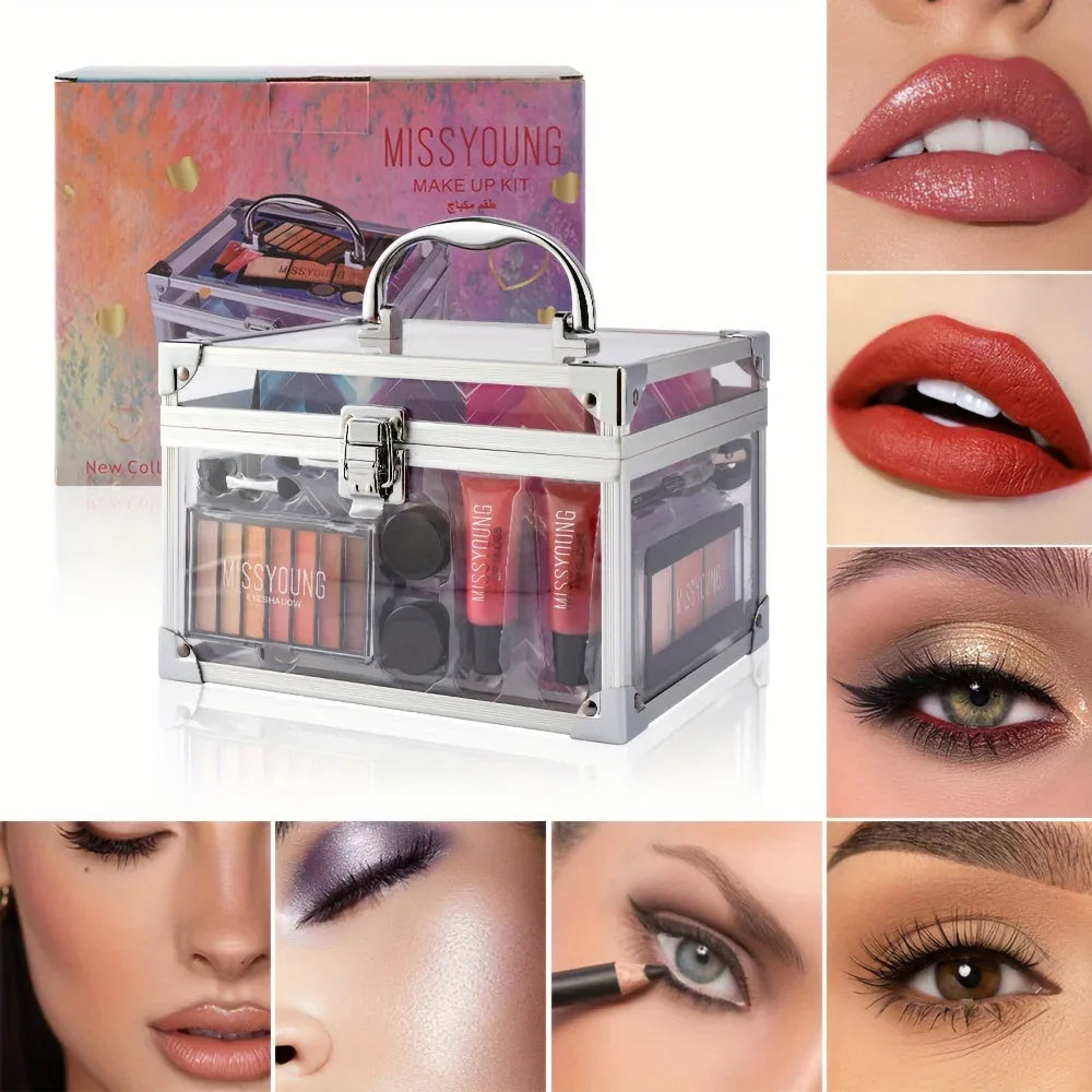 Professional Makeup Kit: All-in-One Transparent Train Case Professional Makeup Kits Tidesmit