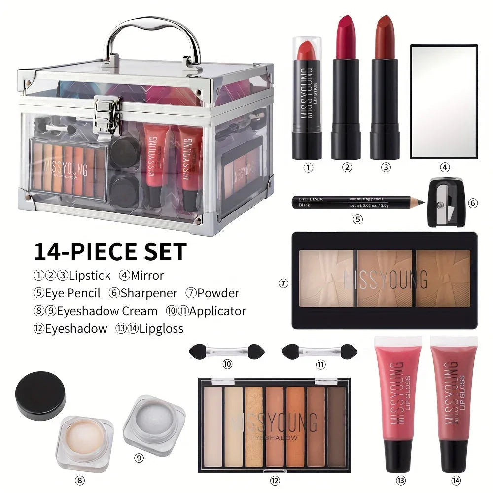 Professional Makeup Kit: All-in-One Transparent Train Case Professional Makeup Kits Tidesmit