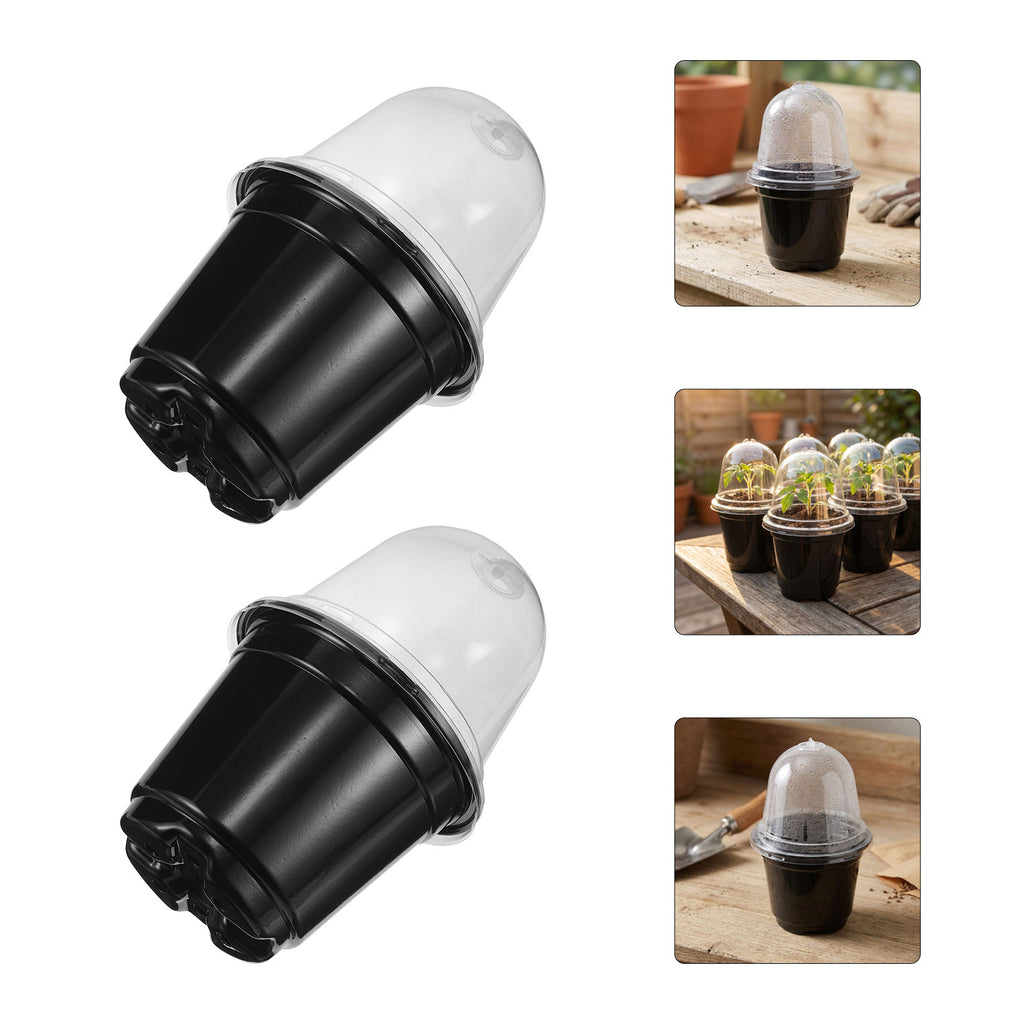10pcs Seed Raising Cups Plastic Plant Nursery Pots With Clear Lid Germination Nursery Containers for Indoor Gardening Greenhouse