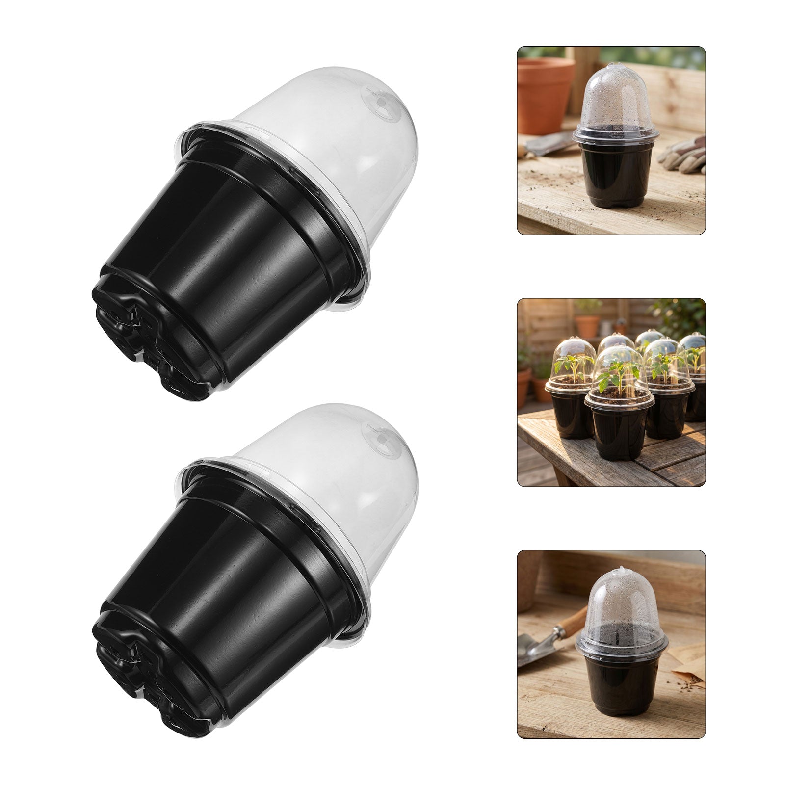 10pcs Seed Raising Cups Plastic Plant Nursery Pots With Clear Lid Germination Nursery Containers for Indoor Gardening Greenhouse