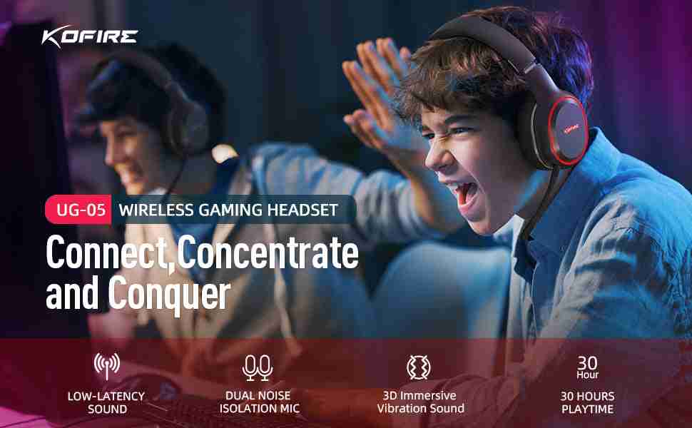 Wireless Gaming Headphones with Low Latency Audio and RGB Lights Tidesmit