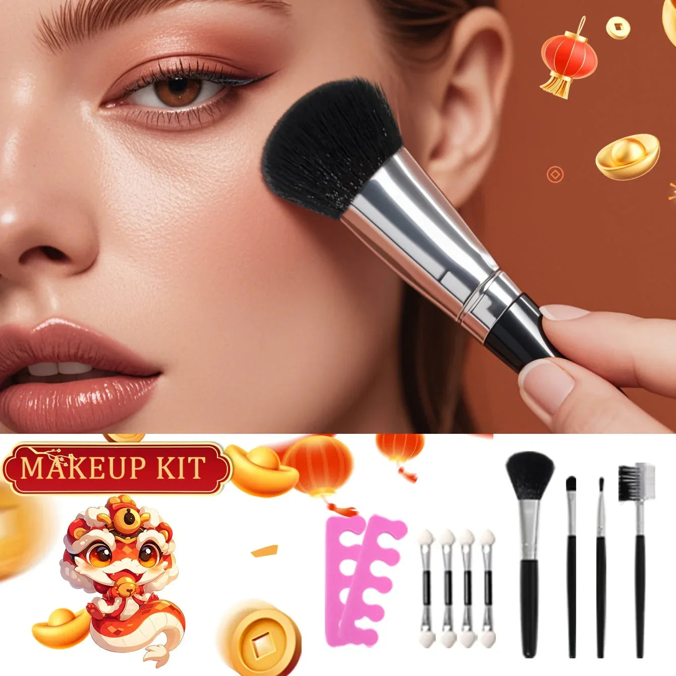 Professional Makeup Kit: Salon-Quality Red Cosmetic Set with Brushes Professional Makeup Kits Tidesmit