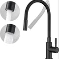 Black Kitchen Faucet with 2 Spray Types, Pull-Down Mixer, Hot and Cold Water, 360° Swivel