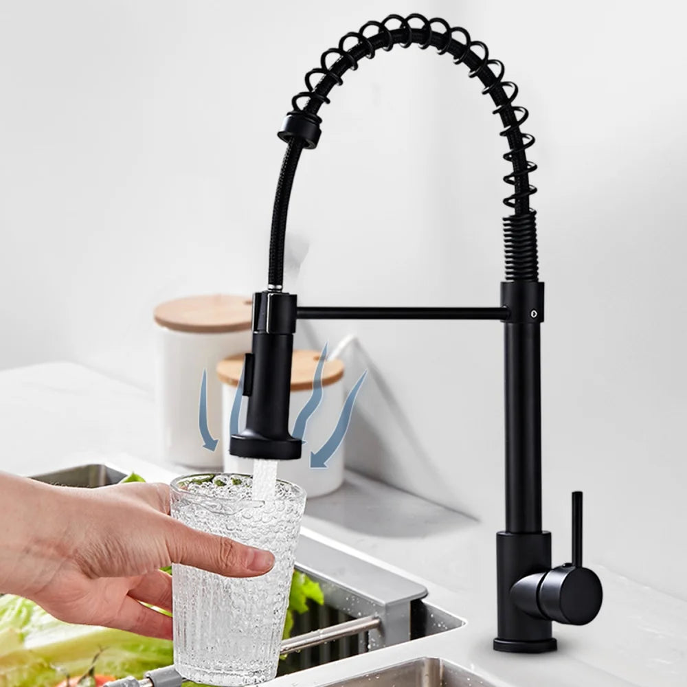 360° Rotation Pull Down Sprayer Faucet Hot & Cold Water Mixer Pull Out Kitchen Tap 2 Function Spray Modes Pull Out Kitchen Faucet For Kitchen Sink / Bathroom Basin