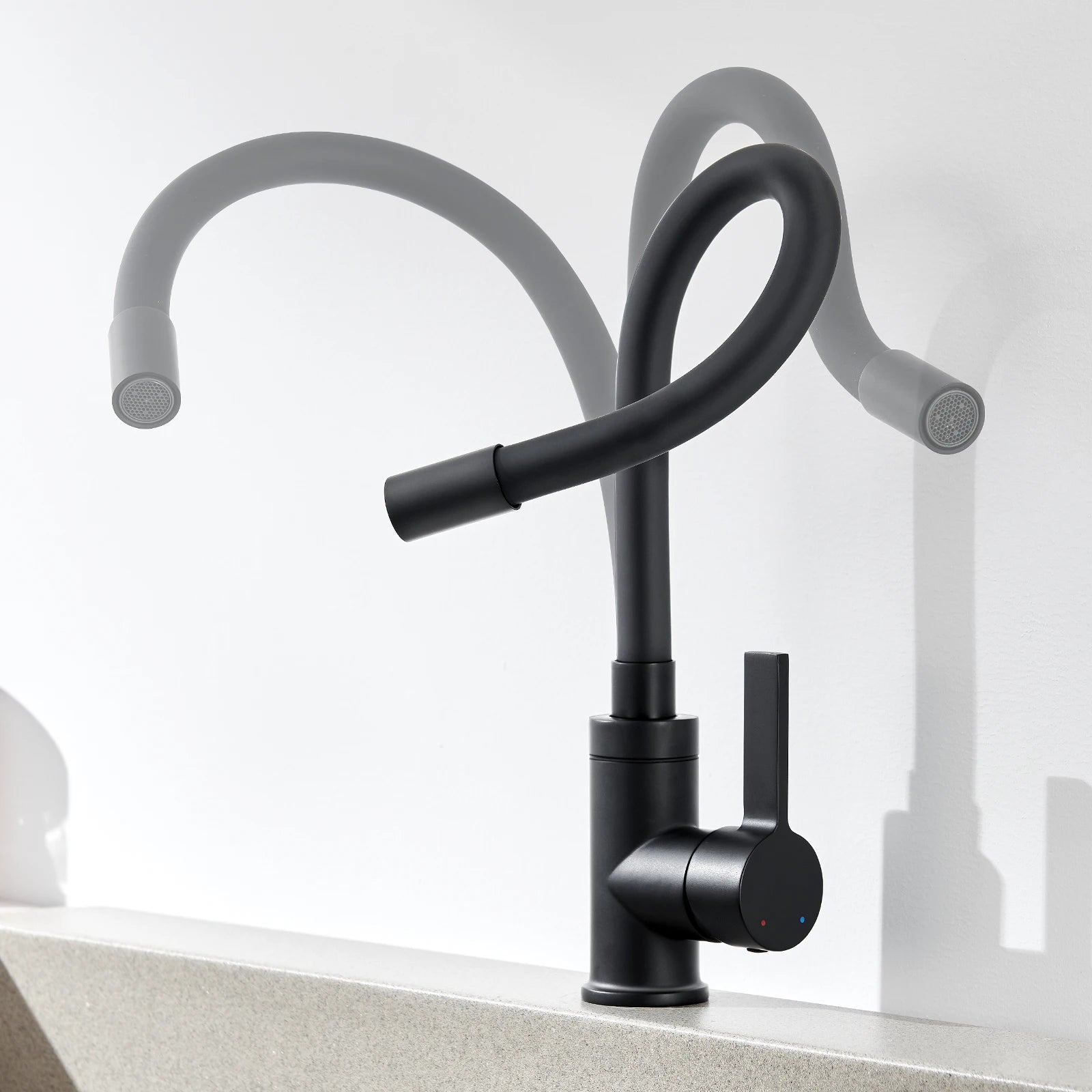 Kitchen Tap Black, Universal Flexible Kitchen Faucet 360 Swivel, Water Saving Hot Cold Mixer Zinc Alloy, Single Handle with Aerator, Sink Mixer Tap for Home Modern Design Replacement