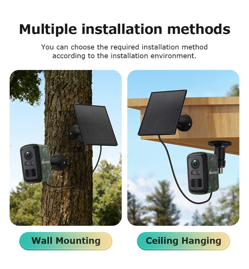 SHIWOJIj Mini Solar Security Camera, 4G WiFi Dual Network, AI Detection, IP66 Waterproof, Wireless Smart Home Indoor Outdoor Cam