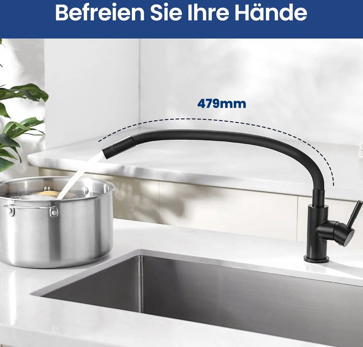 Flexible Kitchen mixed with 2 Types of Jets, Fl Fl, Hot and Cold Water, tilting at 360 °