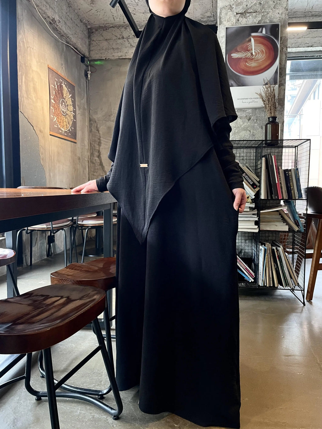 Crepe Khimar Set Boat Neck Two-Piece Abaya Hijab Muslim Maxi Dress hijab headsarf