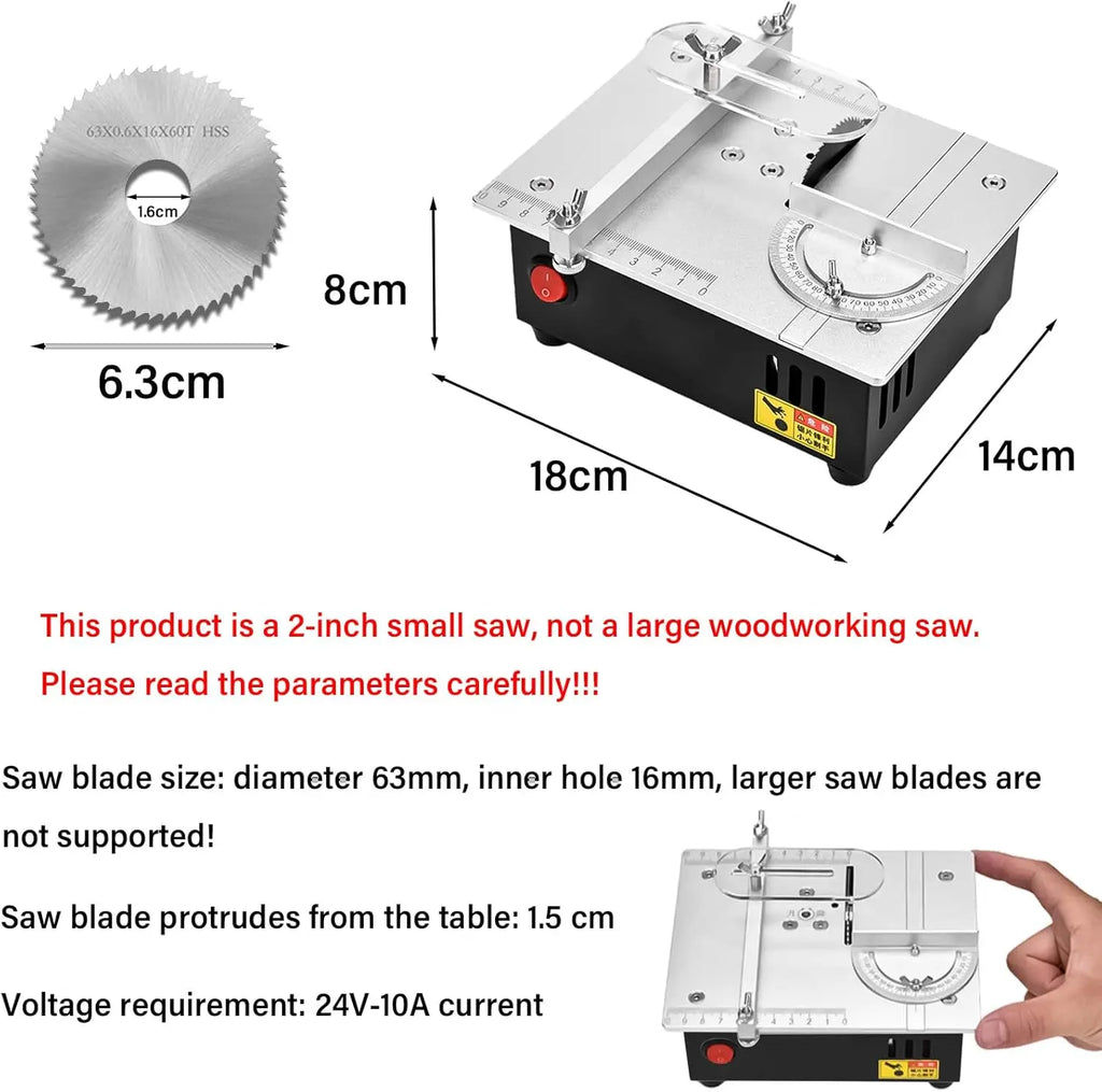 Precision Lift Electric Table Saw DIY Handmade Woodworking Tool Desktop Cutting Machine with Adjustable Cutting Depth DesktopSaw