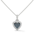 Heart Shape Blue Diamond Pendant Necklace 925 Sterling Silver Halo Rhodium Plated Women's Romantic Fine Jewelry GIA Certified