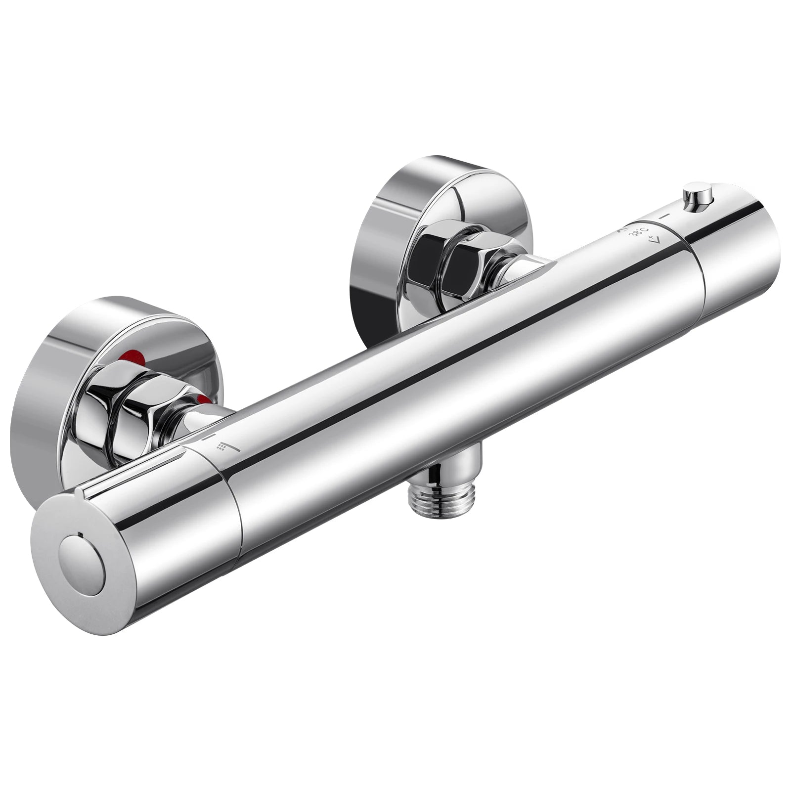 Auralum Thermostatic Shower Faucet, Chrome Mixer with Safety Lock 38°C, G1/2 Thermostatic Cartridge, Anti-Limescale, Anti-scald Protection