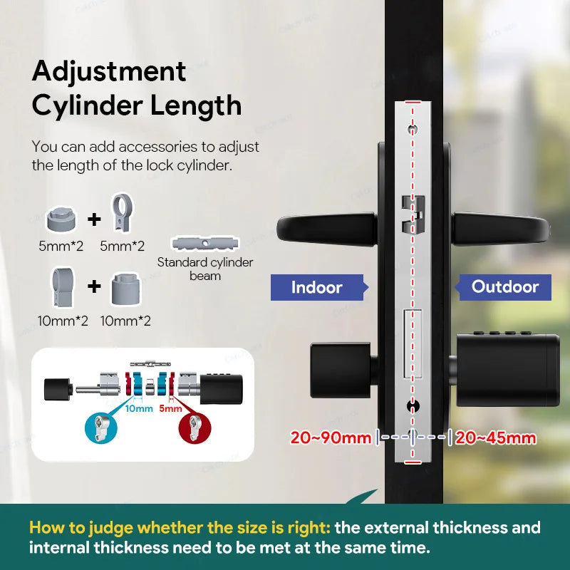 Euro TTLock APP Fingerprint or Code Password Digital RFID Card Cylinder Smart Door Lock Electronic with Alexa Google Home