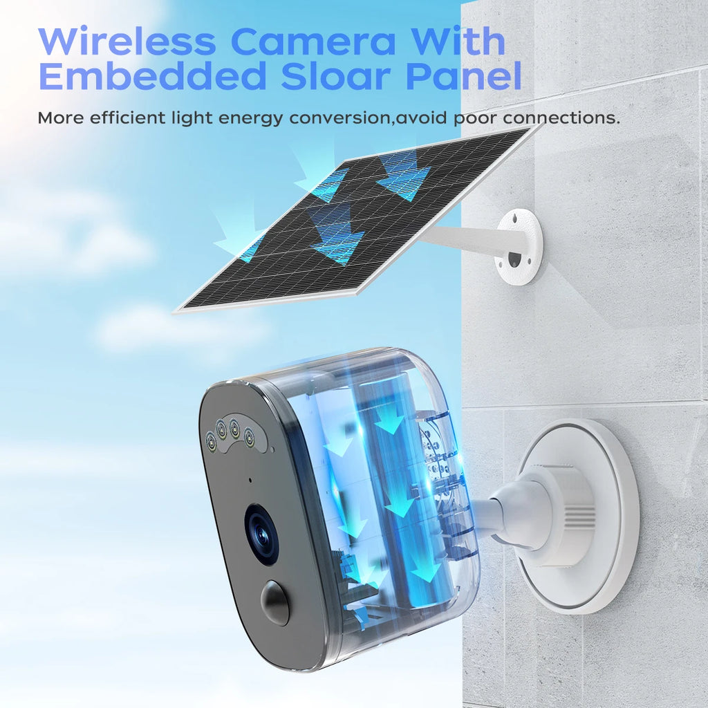 JOOAN 2K Solar Security Camera Outdoor 2.4G WiFi Human Detection IP Camera Waterproof Night Vision Solar Powered Battery Camera