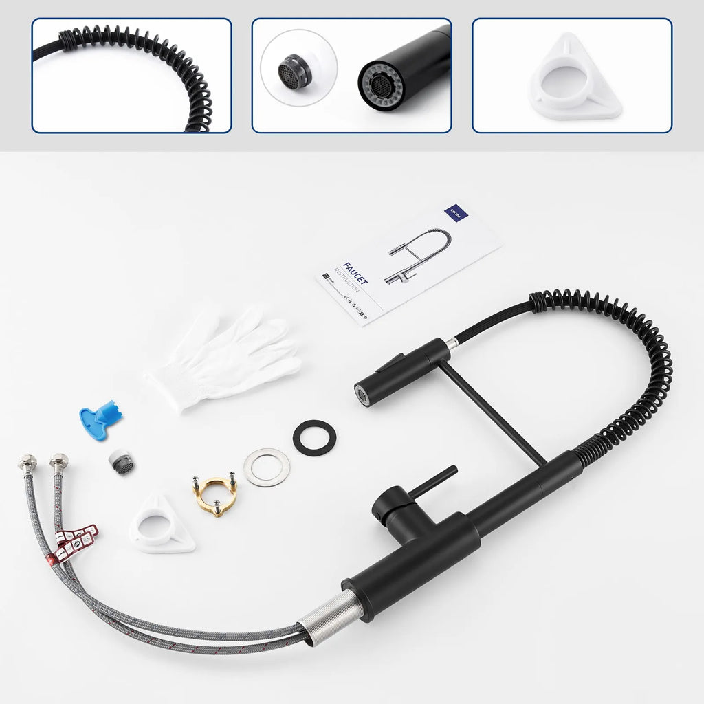 Black Kitchen Figot, Kitchen Jigger with Extractable Shower, Kitchen Sink Figger with Two Spray Functions, Stainless Steel, High-Arc Fsink