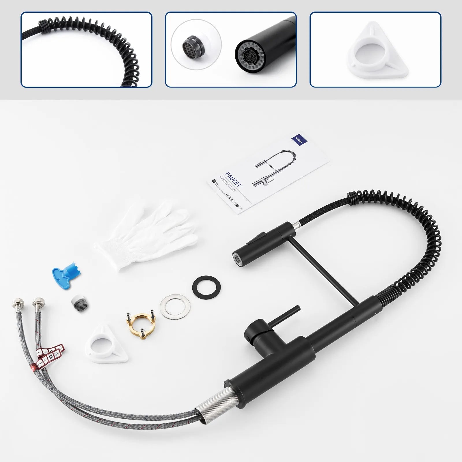 Black Kitchen Figot, Kitchen Jigger with Extractable Shower, Kitchen Sink Figger with Two Spray Functions, Stainless Steel, High-Arc Fsink