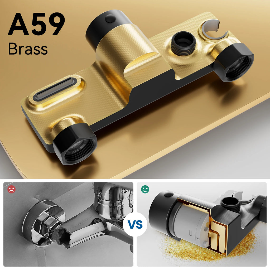 Bathtub Shower Faucet, Wall-mounted Bathtub Mixer Taps with 5-Mode Hand Shower, Hose and Wall Bracket, Black, Brass Body