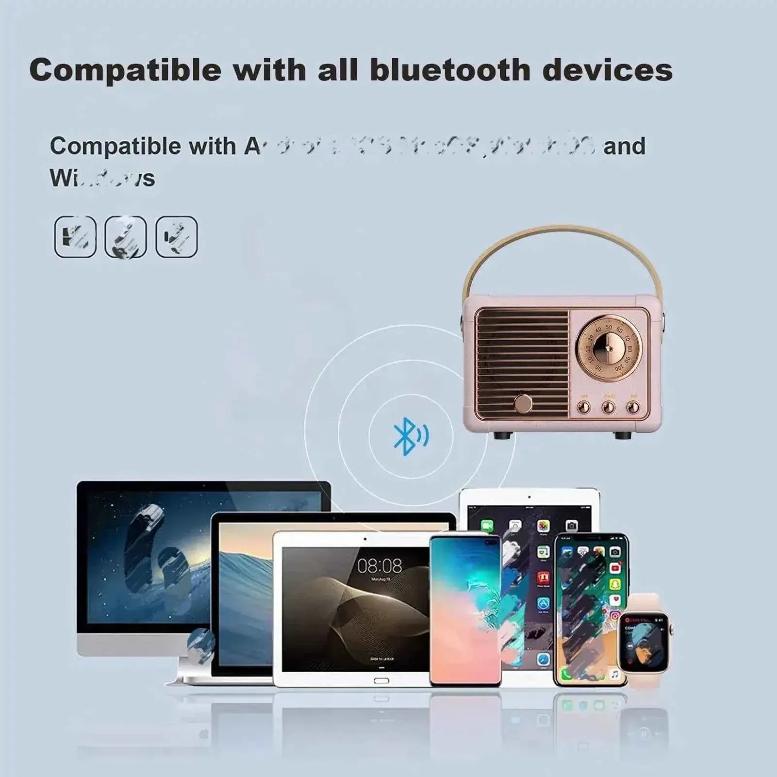 Portable Bluetooth Speaker - Retro Design with RGB LED & Metal Housing My Store