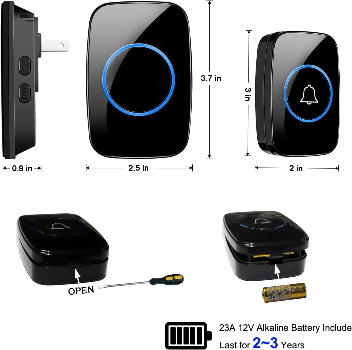 Wireless Doorbell EU/US Plug 300M Remote Control Waterproof 433 Frequency Through The Wall Signal Alarm Ambulance Smart Doorbell