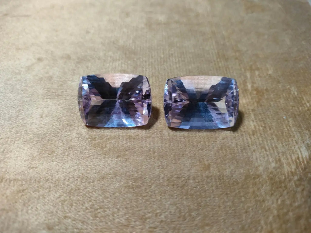 Natural pink Kunzite Perfect Faceted Cushion Shape Pair for Jewelry Making High Quality rare Gemstone