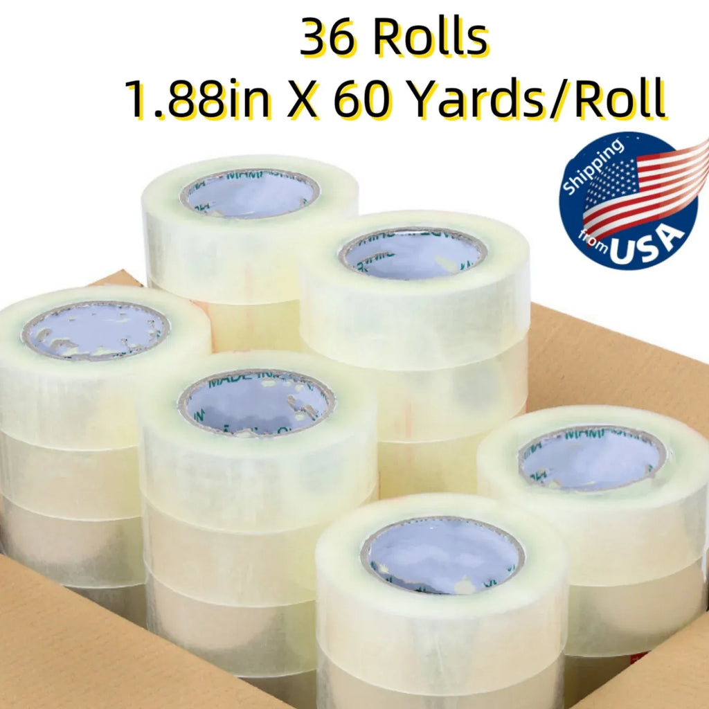 1.88 Inch X 60 Yards/Roll Heavy Duty Clear Adhesive Tape Industrial Strength Waterproof Packaging for Shipping Storage-Home
