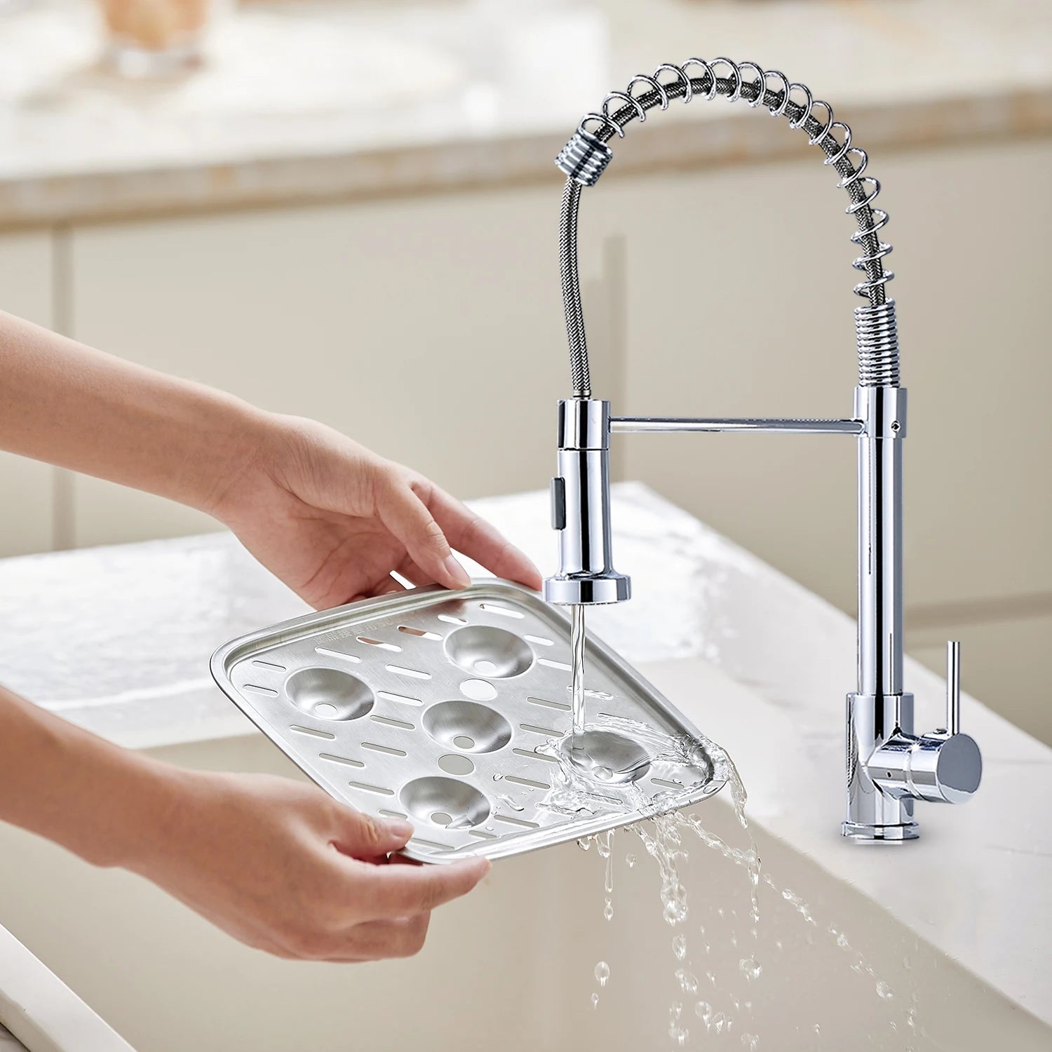 Solid Brass Kitchen Sink Faucet Drip Free Ceramic Valve Swivel Spout Design, Hot and Cold Water Mixer Tap Complete Accessories for Home Kitchen